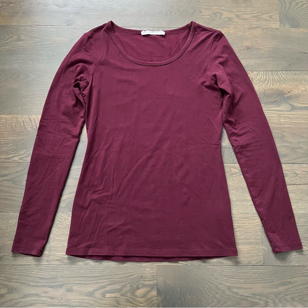 Peruvian Connection Burgundy Long-Sleeve Layering Tee Size Small